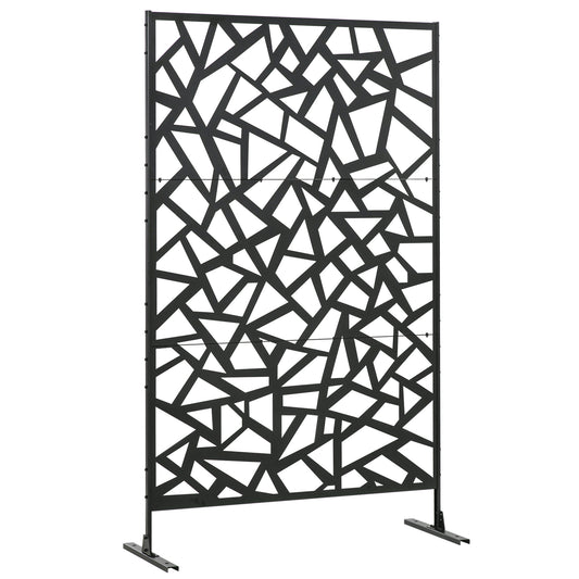 Outsunny Freestanding Garden Partition Screen Metal Decorative Outdoor Divider with Expansion Screws for Garden Patio Deck