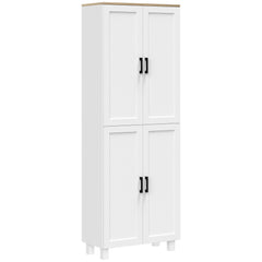 HOMCOM Freestanding Kitchen Cupboard, 4-Door Storage Cabinet Organizer with Adjustable Shelves White