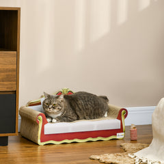 PawHut Cat Cardboard Scratcher, Lounge Sofa Bed with Catnip, 58 x 29.5 x 29cm