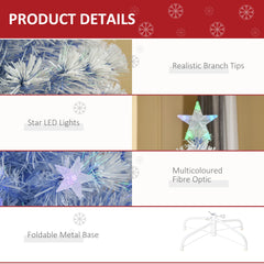 HOMCOM 4FT Artificial Fibre Optic Christmas Tree Seasonal Decoration w/ LED Lights Pre-Lit Easy Store White Blue