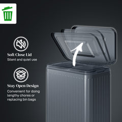 HOMCOM 40L Dual Compartment Rubbish Bin, with Soft-Close Lid - Black