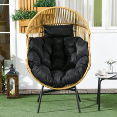 Outsunny String Rattan Egg Chair, with Padded Seat Cushion - Sand/Black