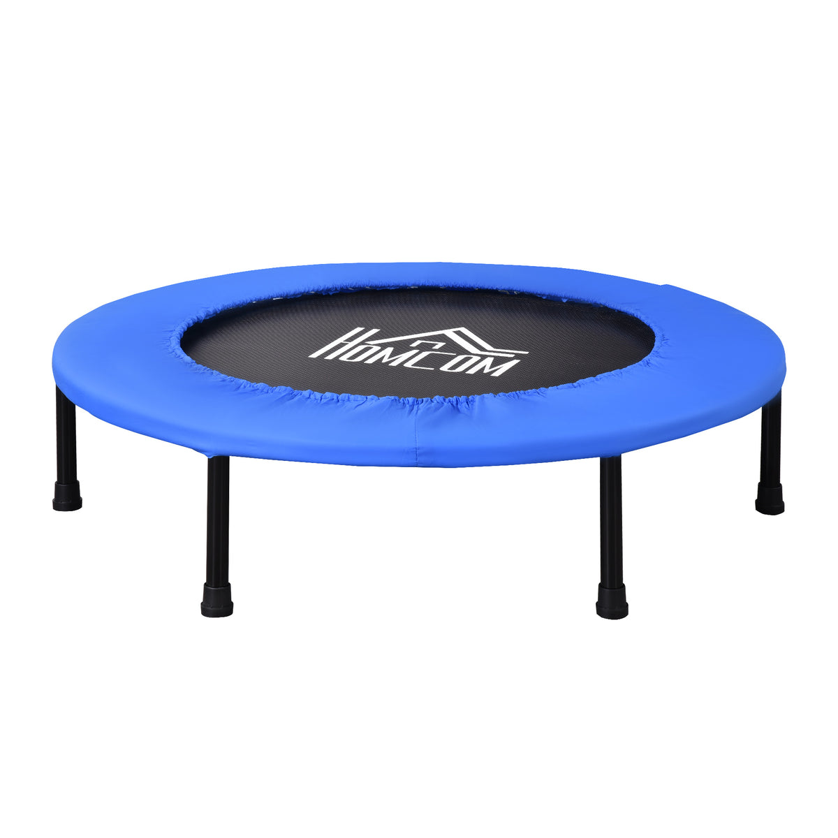 HOMCOM â91 Mini Fitness Trampoline Home Gym Yoga Exercise Rebounder Indoor Outdoor Jumper with Safety Pad, Support Up to 100 KG, Blue and Black