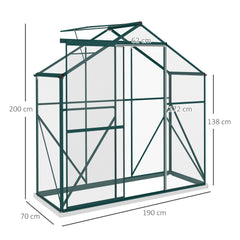 Outsunny 6 x 2.5ft Polycarbonate Greenhouse Walk-In Green House with Rain Gutter, Sliding Door, Window, Foundation, Green