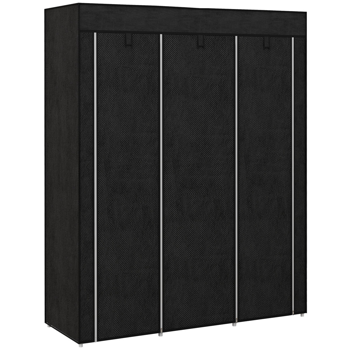 HOMCOM Fabric Wardrobe, Portable Wardrobe, Clothes Storage Unit with 8 Shelves, 2 Hanging Rods, 125 x 43 x 162.5 cm, Black