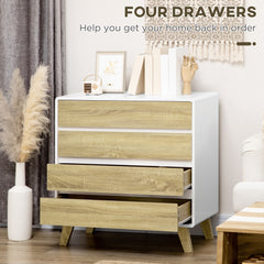 HOMCOM Chest of Four Drawers - Wood-Effect/White