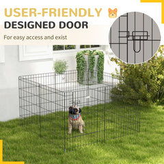 PawHut 8 Panel DIY Dog Pen with Door, for Dogs, Small Animals, Indoor/Outdoor Use, 76cm High