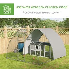 PawHut Galvanised Outdoor Chicken Coop, with Cover, for 8-12 Chickens, Hens, Ducks, Rabbits, 3 x 3.8 x 2.2m - Silver Tone