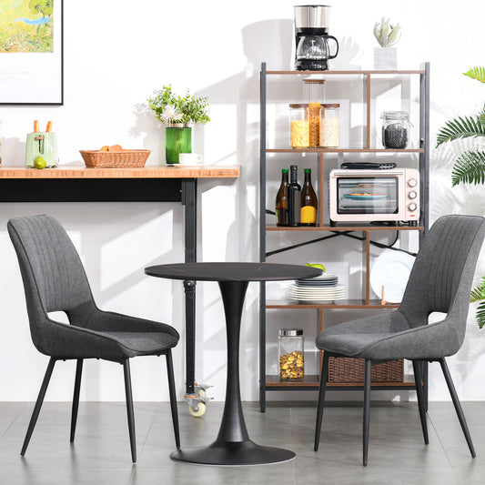 HOMCOM Modern Round Dining Table Leisure Coffee Bistro Table with Metal Base for Kitchen & Dining Room Black