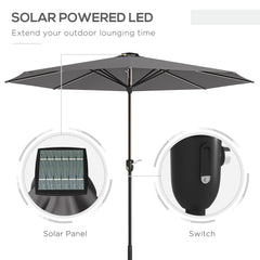 مظلة حديقة من Outsunny بطول 2.65 متر مع مصابيح LED - رمادي غامق