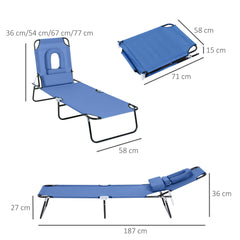 Outsunny Reading Hole Sun Lounger - Blue