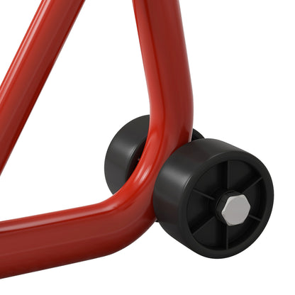 HOMCOM Front Motorcycle Paddock Stand Motorbike Stand with Anti-Slip Mat, U-Shaped and L-Shaped Adapters, 200 kg Capacity, for 18", 17" and 10" Tyre, Red