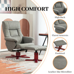 HOMCOM Faux Microfibre Leather Manual Recliner and Footstool Set - Grey