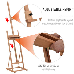 Vinsetto Wooden Easel Stand H-Frame Artist Easel with 171-230cm Adjustable Height and 0-80√Ç¬∞ Working Angles Beech Wood Art Easel for Displaying Painting Wedding Sign Nature Wood Finish