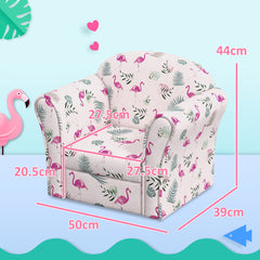 AIYAPLAY Kids Armchair with Flamingo Design, Wooden Frame, for Bedroom, Playroom, Kids Room - Pink