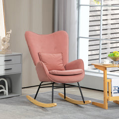 HOMCOM Velvet-Feel Rocking Armchair - Pink