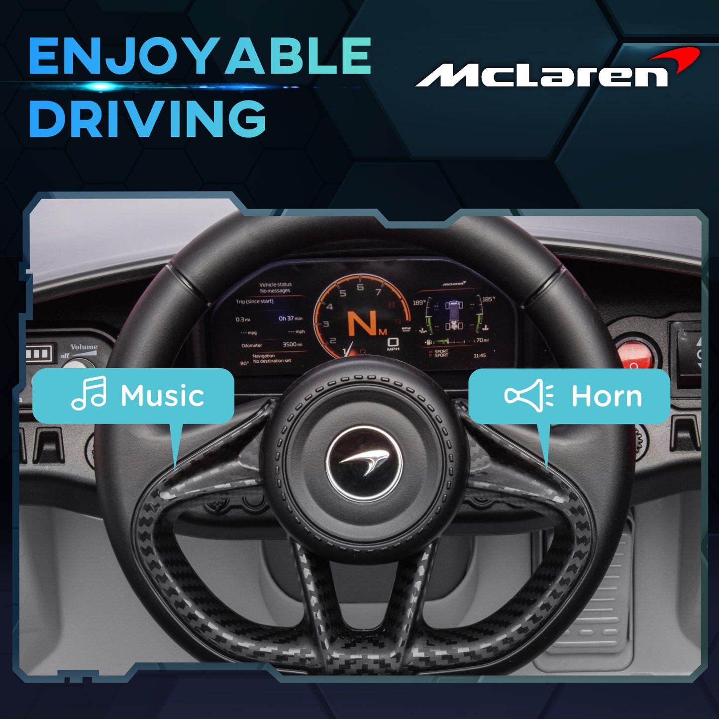 سيارة كهربائية للأطفال مرخصة من AIYAPLAY McLaren 765LT بقوة 12 فولت مع أبواب على شكل فراشة وجهاز تحكم عن بعد وعجلات نقل، باللون الرمادي