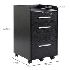 HOMCOM Three-Drawer Lockable Filing Cabinet - Black