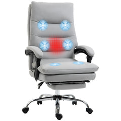 Vinsetto Office Chair, Ergonomic Desk Chair with 6-Point Vibration Massage and Back Heating, Microfibre Computer Gaming Chair with 135√Ç¬∞ Reclining Back and Footrest, Grey