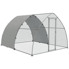 PawHut Galvanised Outdoor Chicken Coop, with Cover, for 8-12 Chickens, Hens, Ducks, Rabbits, 3 x 3.8 x 2.2m - Silver Tone