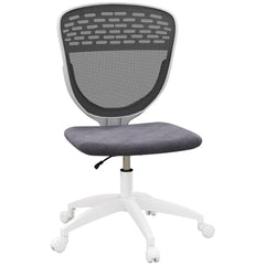 Vinsetto Armless Desk Chair, Mesh Office Chair, Height Adjustable with Swivel Wheels, Grey