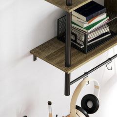 HOMCOM Three-Tier Floating Shelf - Grey Wood Effect