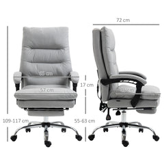 Vinsetto Office Chair, Ergonomic Desk Chair with 6-Point Vibration Massage and Back Heating, Microfibre Computer Gaming Chair with 135√Ç¬∞ Reclining Back and Footrest, Grey