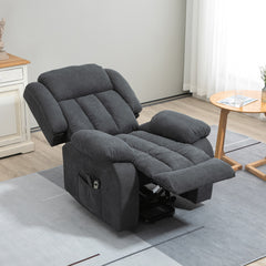 HOMCOM Oversized Riser and Recliner Chairs for the Elderly with 8 Vibration Massage, Large Fabric Upholstered Lift Chair for Living Room with Remote Control, Side Pocket, Footrest, Dark Grey