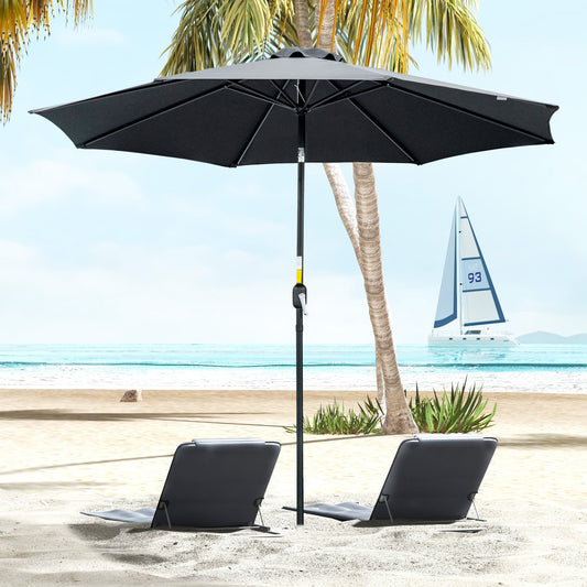 Outsunny 3(m) Tilting Parasol Garden Umbrellas, Outdoor Sun Shade with 8 Ribs, Tilt and Crank Handle for Balcony, Bench, Garden, Black