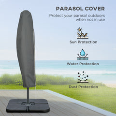 Outsunny 3m Overhanging Parasol, with Base, Weights and Cover - Light Grey