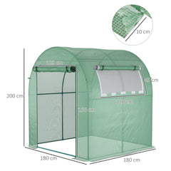 دفيئة Outsunny Walk in Polytunnel، دفيئة للحديقة مع نافذة وباب قابلين للطي، 1.8 × 1.8 × 2 متر، أخضر