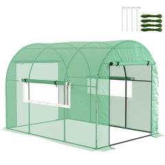 Outsunny 300 x 200cm Walk-In Polytunnel Greenhouse - Green