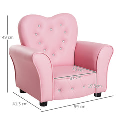 HOMCOM Kids Armchair Toddler Chair Seating Relax Playroom Seater Girl Princess Pink