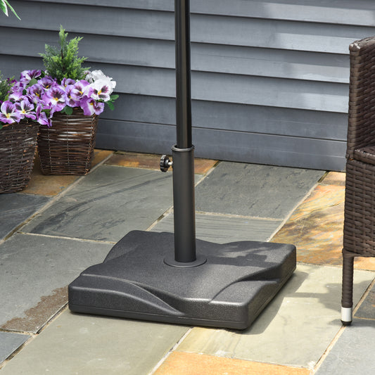 Outsunny 20kg Square Parasol Base Outdoor Garden Cement Umbrella Weight Stand Holder, Fits 32mm,38mm,48mm Pole - Black