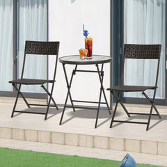 Outsunny 2 Seater Wicker Rattan Bistro Set-Brown