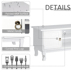 حامل تلفزيون من HOMCOM للتلفزيون حتى 55 بوصة، وخزانة تلفزيون ببابين مع أرفف تخزين مفتوحة وإدارة الكابلات، ووحدة طاولة تلفزيون لغرفة المعيشة وغرفة النوم وغرفة الترفيه، 120 طول × 45 عرض × 50.5 ارتفاع، أبيض