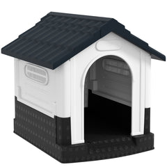 PawHut Plastic Dog Kennel with Windows, for Garden Patio, Miniature and Small Dogs, 80 x 69 x 76cm - Grey