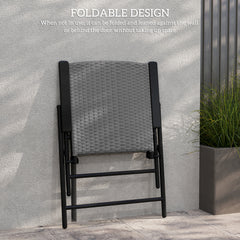 Outsunny Set of Two Folding Rattan Seat Chairs - Grey