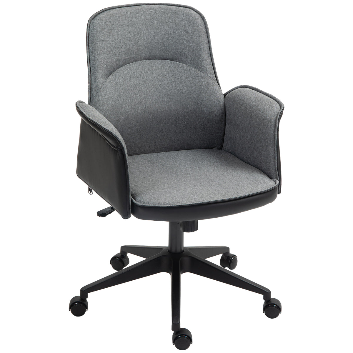 HOMCOM Linen and Faux Leather Mix Office Chair - Grey