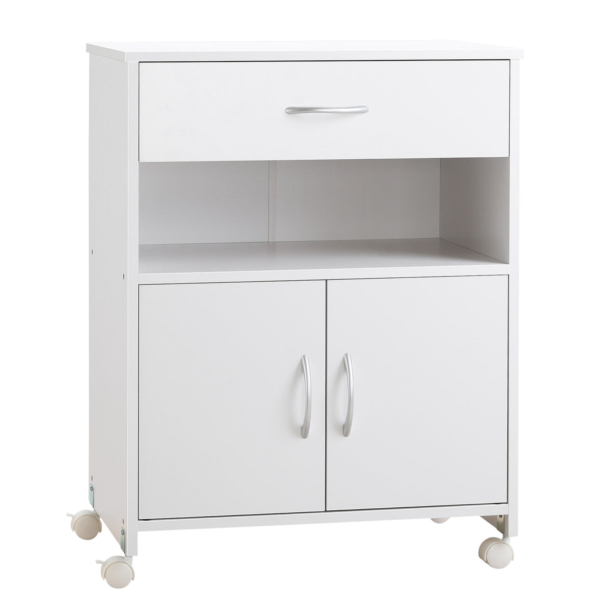 Vinsetto Printer Stand Mobile Printer Cabinet with Storage, Open Shelf, Drawer for Home Office, 60cm x 39cm x 80cm, White