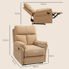 HOMCOM 140√Ç¬∞ Manual Reclining Armchair, with Footrest - Light Brown