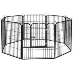 PawHut 8 Panels Heavy Duty Puppy Playpen, for Small and Medium Dogs, Indoor and Outdoor Use - Black