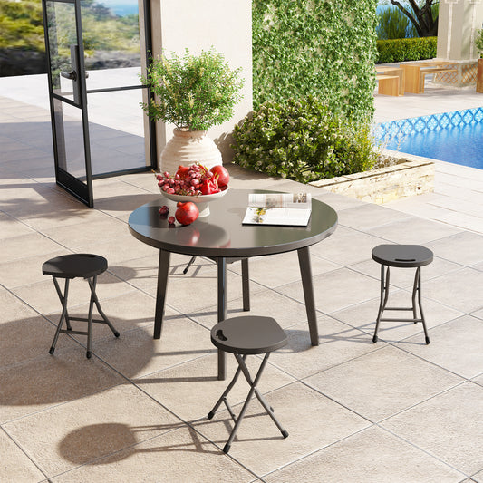 Outsunny Set of Four Folding Carry Stools - Charcoal Grey