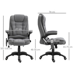 Vinsetto Massage Recliner Chair Heated Office Chair with Six Massage Points Linen-Feel Fabric 360√Ç¬∞ Swivel Wheels Grey