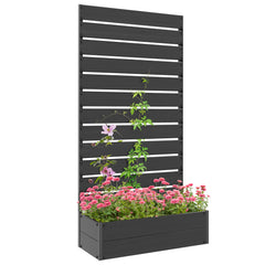 Outsunny Raised Bed for Garden, Planter with Trellis for Climbing Plants, Vines, Planter Box with Drainage Gap, Black