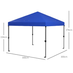 Outsunny 3 x 3m Pop-Up Gazebo, with Accessories - Blue