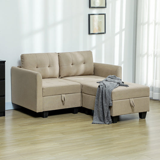 HOMCOM 'L' Shape Modular Storage Sofa - Light Brown