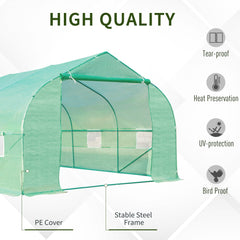 Outsunny Polytunnel Greenhouse with Windows and Door, Walk in Greenhouse for Garden, Backyard (6 x 3 M)