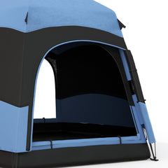 Outsunny Six Man Hexagon Camping Tent with Hang Hook and Carry Bag - Blue and Black