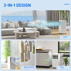 HOMCOM 7000 BTU Air Conditioning Unit, 3-in-1 Portable Air Conditioner, Dehumidifier, Cooling Fan with 2 Speeds, 24H Timer, Remote Control, Digital Display, Window Venting Kit, 15m√Ç¬≤